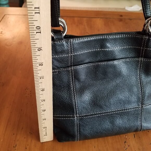 Vtg Tignanello Black Pebbled Leather Convertible Bag Tote Crossbody Bucket - Picture 8 of 15